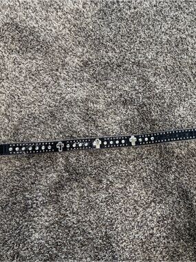 Nocona Black Studded Kids Belt with Silver Cross Accents